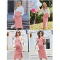 thumbnail image 3 of Ekouaer Maternity Dress Rib Knit Short Sleeve Bodycon Dresses Casual Stretchy Pregnancy Clothes, 3 of 6