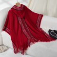 thumbnail image 2 of SWSMCLT Women's V Neck Cardigan Sweaters Hooded Fall Warm Lightweight Cardigan Shawl Cape Poncho Knit Oversized Red Small-X-Large, 2 of 5