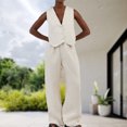 thumbnail image 2 of Traje de verano sólido de viajero unisex con chaleco con cuello en V y pantalón de 2 piezas FLhrweasw Nuevo, 2 of 7