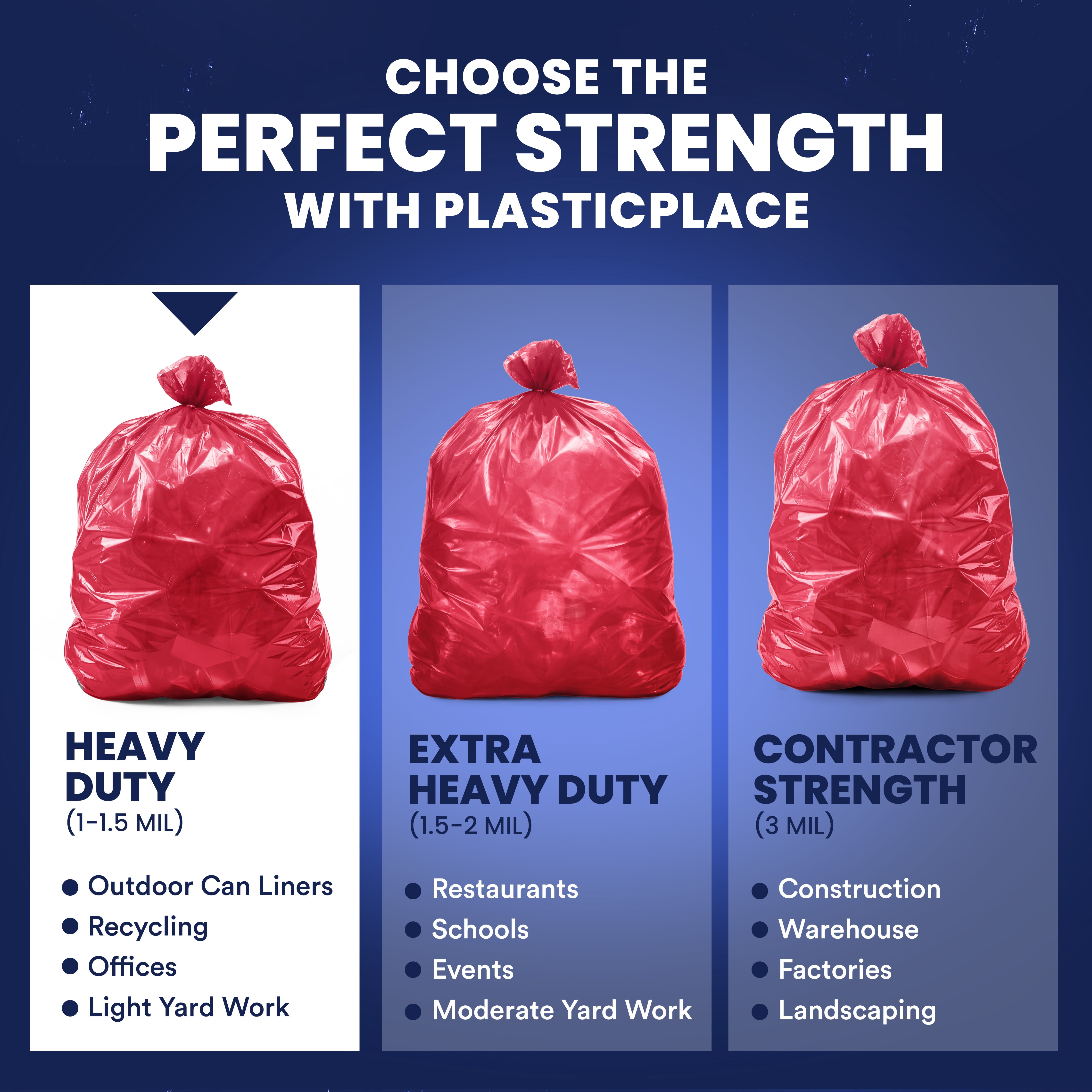 Plasticplace 55-60 Gallon Trash Bags │ 1.2 Mil │ Red Heavy Duty Garbage Can Liners │ 38” x 58” (50 Count)