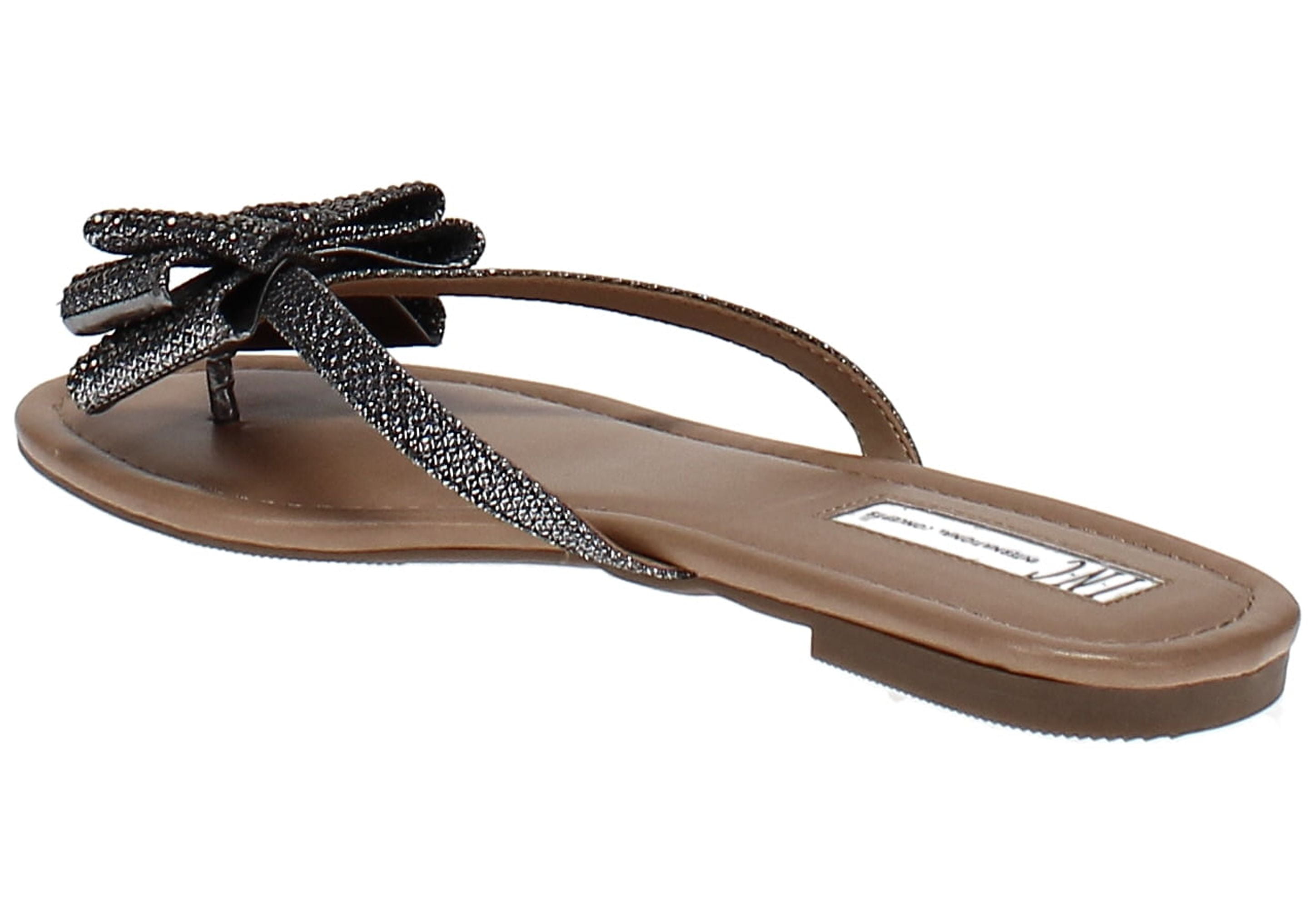 INC Mabae Bow Flat Sandals Silver Size 5