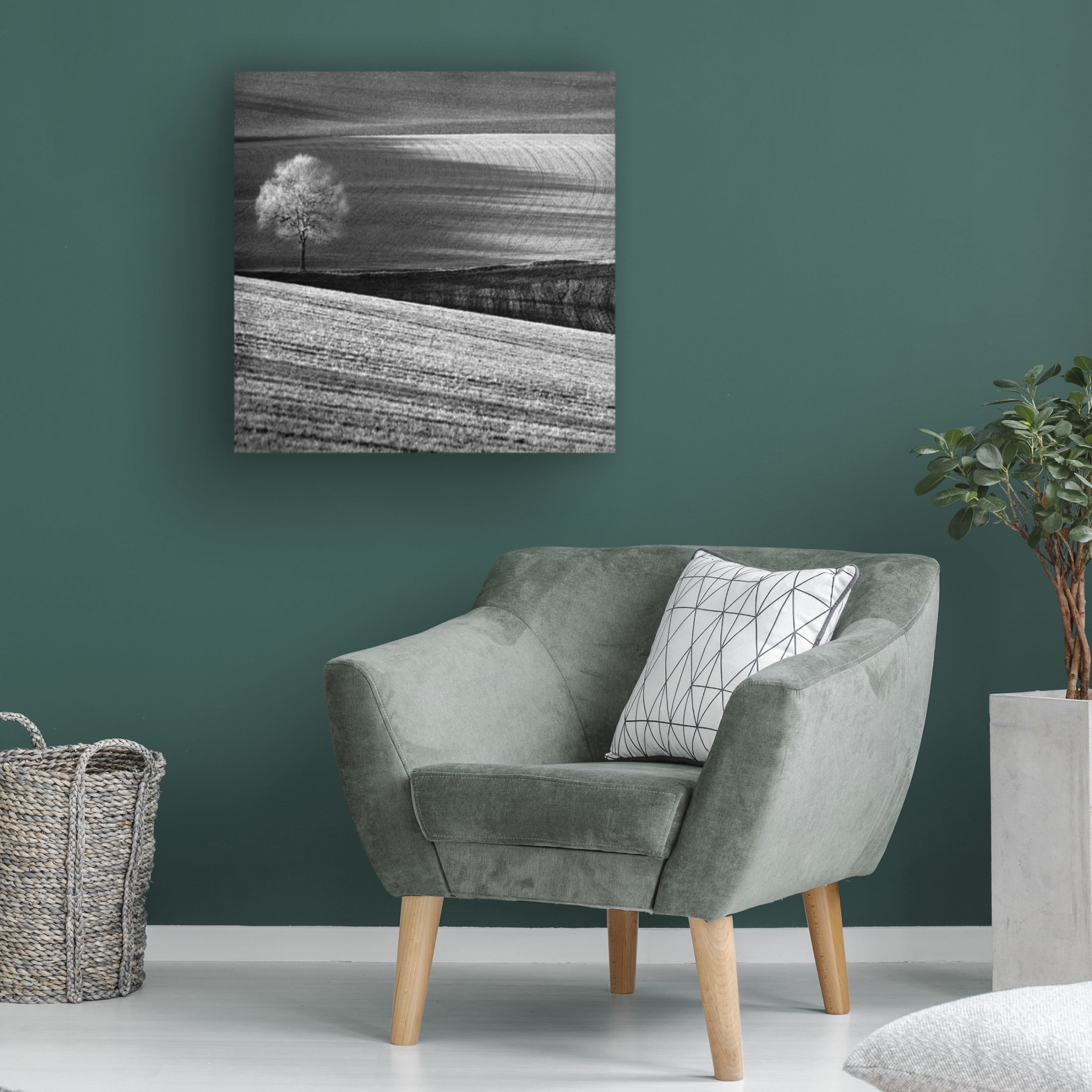 Canvas Wall Art - Clive Collie 'Fields And Tree' Wall Art for Living Room, Bedroom, or Office D?cor by Trademark Fine Art - 18 x 18 Inches
