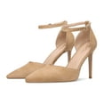 thumbnail image 3 of Carolyn - Women's Elegant, Sexy and Feminine Pointed Toe D’orsay Pumps with 4" Stiletto High Heels in vegan leather and ankle straps. Handmade to perfection. Size 7, 3 of 6