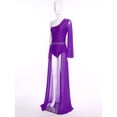 thumbnail image 4 of RUNQHUI Robe de Danse Moderne Contemporaine en Maille Fluide à Manches Chauve-Souris Lyrique Longue pour Femmes Violette TG, 4 of 7