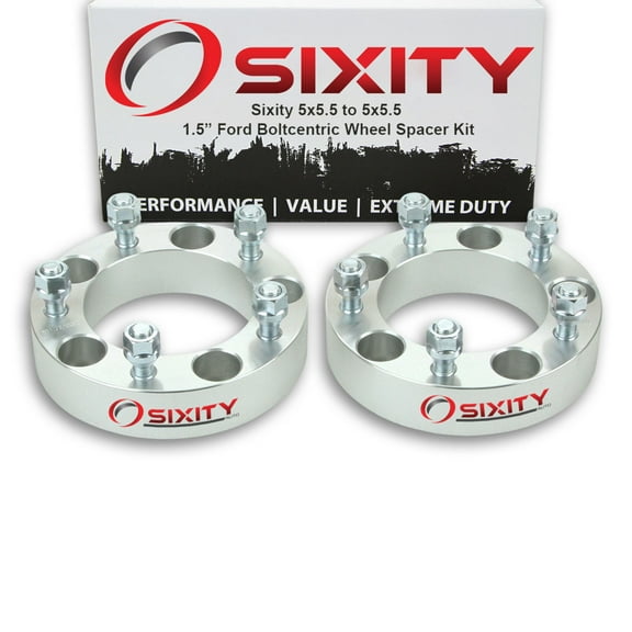 Sixity Auto 2 pc 1.5" 5x5.5 Wheel Spacers compatible with Ford F150 Pickup Truck 1/2-20tpi 1.25in Studs Lugs
