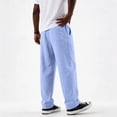 thumbnail image 5 of Nestiefly Mens Cotton Linen Pants Casual Elastic Waist Drawstring Summer Beach Pants Loose Fit Lightweight Dress Trousers 2026 Sky Blue 3XL, 5 of 6