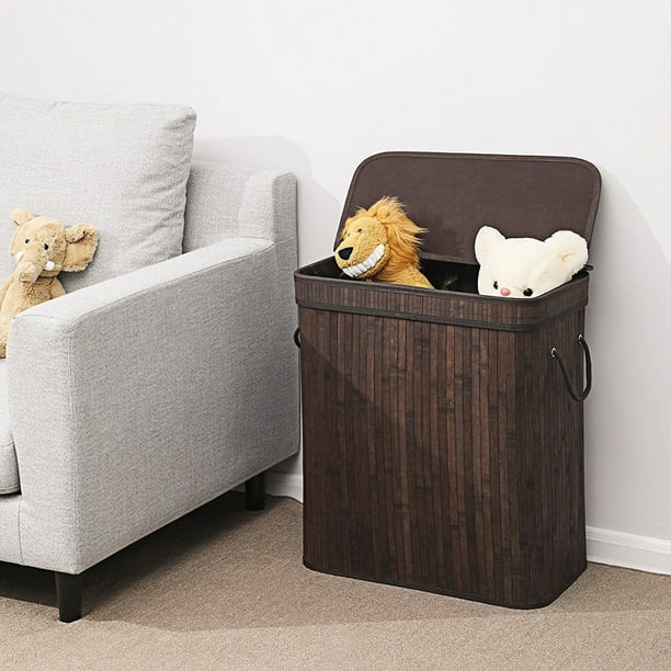 Bamboo Laundry Hamper, Folding Hamper Basket with Flip