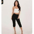 thumbnail image 2 of Pantalons Crayon Décontractés pour Femmes Taille Haute Poches 3/4 Cargo Jogger Slim, 2 of 4