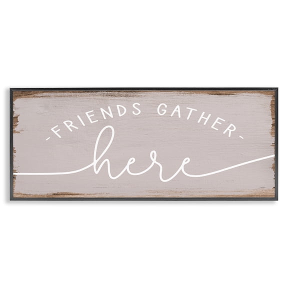 Stupell Industries Rustic Lodge Friends Gather Here Charming Black Framed Giclee Art, 24 x 10, by Lil' Rue