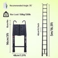 thumbnail image 2 of 16.5ft Telescoping Telescopic Extension Ladder Aluminum Black Extendable Lightweight Ladder Steps Roof Hooks Loft Attic Ladder Easy to Retract for RV Loft Attic Wall EN131 Safety 330lb Max Load, 2 of 17