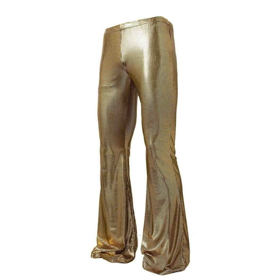 Stamzod Stage Performance Pants for Men Fashion Shiny Straight Flared Leg Pants Vintage Mens Trousers Pants Gold XXL
