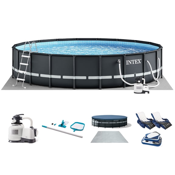 INTEX 26ft x 52in Ultra XTR Above Ground Swimming Pool, Floats (2 Pack), & Inflatable Cooler