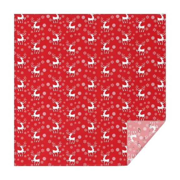 Red Christmas Reindeer Pattern Square Tablecloth,Waterproof Square Table Cover,Wipeable Spillproof Washable Table Cover for Home Kitchen Party Decor 42"X42"(107x107cm)