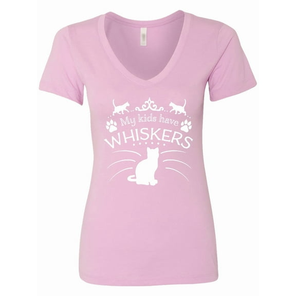 Inktastic My Kids Have Whiskers Cat Family Pets Women's V-Neck T-Shirt