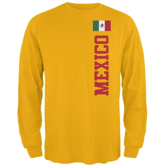 World Cup Mexico Mens Long Sleeve T Shirt Gold LG