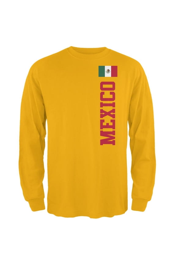 World Cup Mexico Mens Long Sleeve T Shirt Gold LG