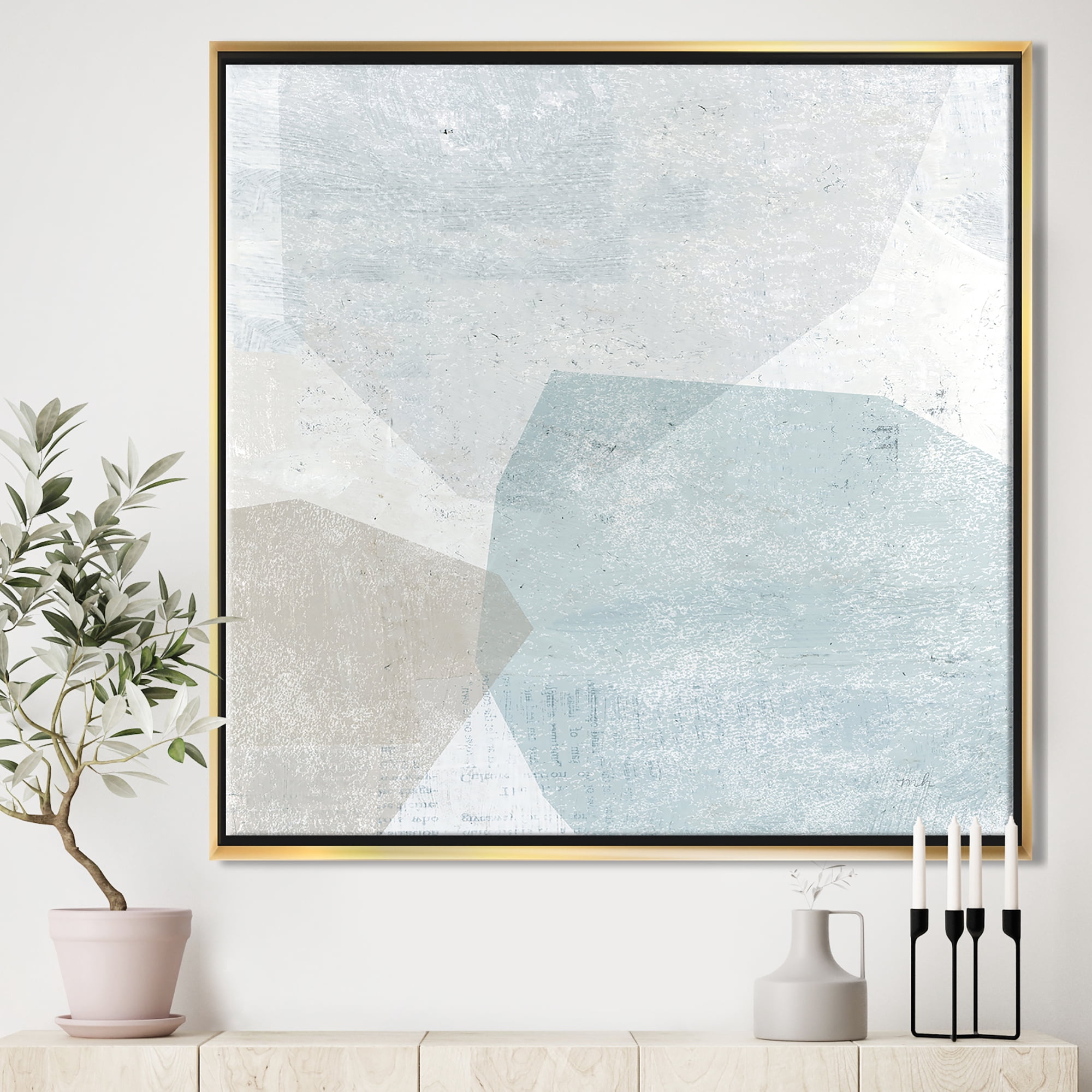 Designart ' Grey and White Collage II ' Modern & Contemporary Framed Canvas