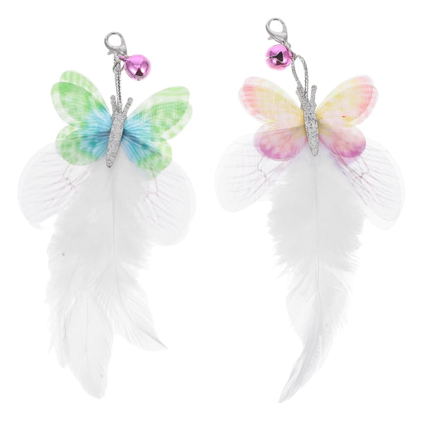 2 piezas de repuesto de varita de juguete con plumas artificiales para gatos, varita interactiva para gatitos y gatos