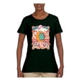 thumbnail image 2 of Wild Bobby Sun and Moon Groovy Vintage Daisy Flowers Stars Vintage Women Graphic Tee, Forest Green, 3X-Large, 2 of 6
