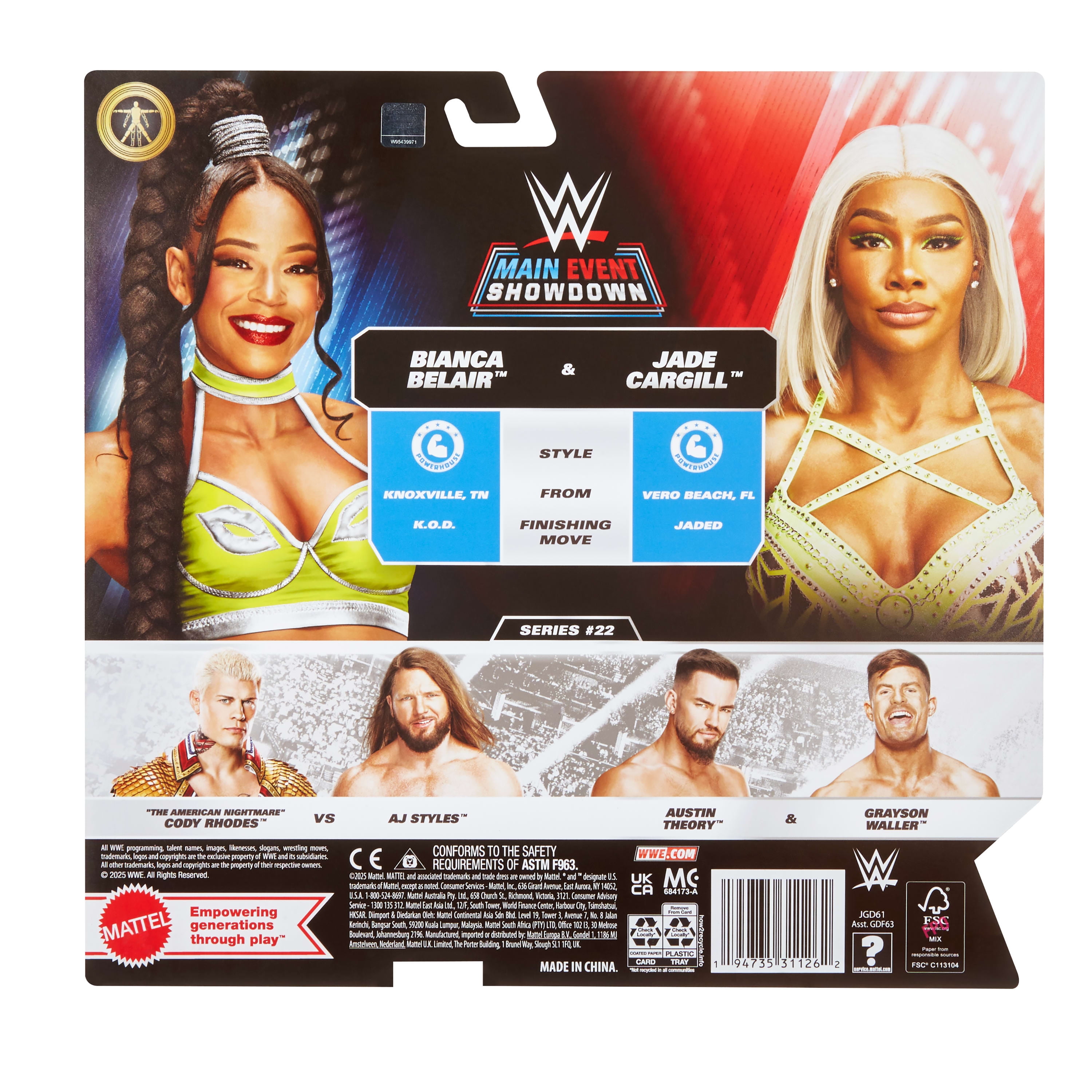 WWE Main Event Showdown Jade Cargrill & Bianca Belair Action Figures Set, Series #22, 6-inch