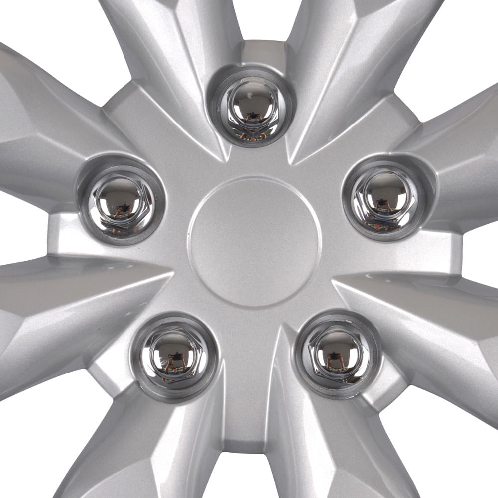 BDK (4 Pack) of Premium 16" inch Hubcap Wheel Cover Replacements for OEM Steel Wheels, High Grade ABS with Retention Ring, KT-1042-16