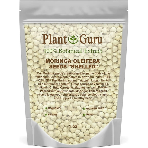 Moringa Seeds Kernel Shelled 1 oz. - Clean PKM1 Variety - Edible - Moringa Oleifera - Malunggay - Semillas De Moringa - Drumstick Tree - Non-GMO - 125 to 150 Seeds Approx.