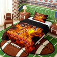 thumbnail image 3 of Erosebridal Fire Football Twin Comforter Sets, Sport Bedding Set for Men and Boys, Black Reversible 2pcs, 1 Comforter and 1 Pillowcase, 3 of 6