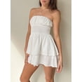 thumbnail image 4 of Pudcoco Robe Tube d'Été pour Femme Sans Bretelles à Pois Suisses Couleur Unie Ourlet à Étages Robe Courte Tenue de Boîte de Nuit, 4 of 8