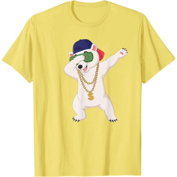 Cool Dabbing Dancing Polar Bear Wear Sunglasses Hat Necklace T-Shirt