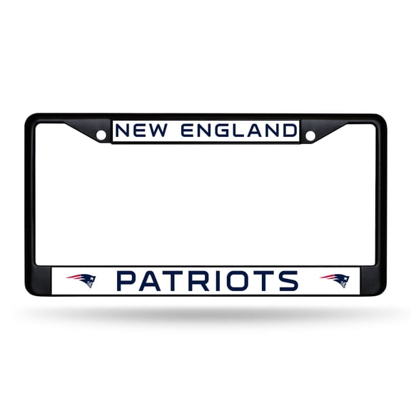 New England Football Patriots Metal License Plate Black Frame