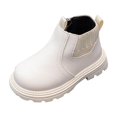 thumbnail image 1 of Bottes d'Hiver pour Enfants en Cuir Uni Style Britannique, 1 of 5
