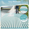 thumbnail image 4 of VUNATE Outdoor Rug Carpet 6'x9' Waterproof Reversible Patio Rug Portable Boho Indoor Outdoor Rug Plastic Straw Rug for Beach RV Camping Garden Picnic Deck Backyard Modern Porch Decor Teal and White, 4 of 8