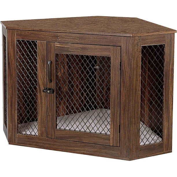 Furniture Corner Dog Crate w/cushion for Medium/Large Dog,Wooden 44
