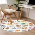 thumbnail image 5 of 4ft Washable Round Rug, Animal Alphabets Non-Slip Circle Area Rug for Living Room Bedroom, Cartoon Colorful Simple Cute Animals Letters Indoor Floor Mat for Home Decor, 5 of 9