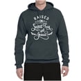 thumbnail image 2 of Wild Bobby Raised on Sweet Tea and Jesus Inspirational/Christian Unisex Graphic Hoodie Sweatshirt, Charcoal, Small, 2 of 5