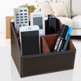 thumbnail image 4 of KINGFOM Remote Control Holder, PU Leather 3 Compartments Remote Holder Remote Caddy Remote Storage Box Remote Organizer Desktop Organizer for Home Office Pen TV Remote Heater Controllers(Brown), 4 of 9