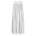 thumbnail image 2 of FAHXNVB Women's Pleated Maxi Skirts Solid Color Elastic Waist Lightweight Soft Shiny Flowy Skirts Party Evening Fashion Casual Skirts, 2 of 6