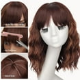thumbnail image 2 of Short Wavy Wig with Bangs for Women Shoulder Length Bob Curly Women's Charming Synthetic Wigs with Natural Wavy Black To Brown Heat Resistant Hair for Daily Party Use, 2 of 5
