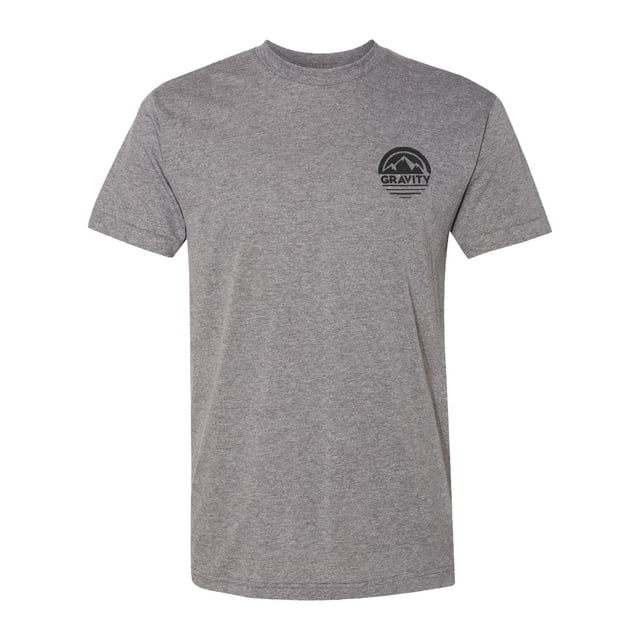Circle Pocket Logo Triblend Track T-Shirt - Athletic Grey - Black Logo - Small