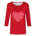 thumbnail image 4 of Fartey Plus Size Womens Valentine's Day Shirts Slim Fit 3/4 Sleeve Tunic Tops Cute Heart Graphic Crew Neck T Shirts Dressy Casual Valentines Day Print Blouses 2025 S-5XL, 4 of 5