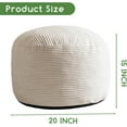 thumbnail image 2 of Round Stuffed Pouf Ottoman, Corduroy Poufs with Foam Chunk Filling, Furry and Fluffy Pouf Foot Stool Storage Ottoman, 20 X 15 Floor Poufs Foot Rest for Living Room, Beige, 2 of 7