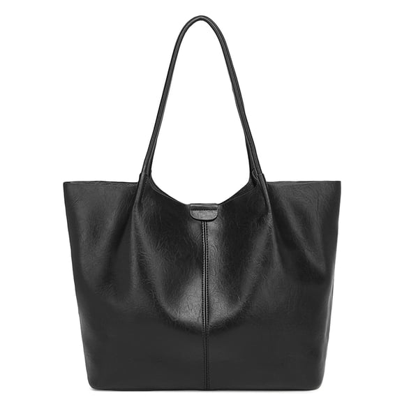Alikpop Soft PU Leather Large Tote Bag, Shoulder Hobo Purse with Inner Pouch, Black