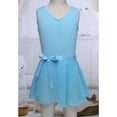 thumbnail image 4 of Oyolan Kids Girls Classic Ballet Dance Dress 2 Pcs Outfit Sleeveless Leotard with Chiffon Wrap Skirts Sky Blue L, 4 of 7