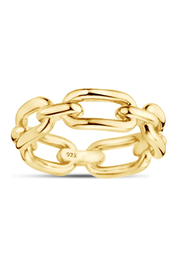 Chain Linked Design Band Rings For Womens Jewelry Gift In 14K Yellow Gold Over Sterling Silver Ring Size-4