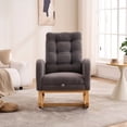 thumbnail image 3 of LY-5104 Dark Gray Accent Rocking Chair with Footrest High Back Rubber Wood Rocking Legs Bedroom Living Space 26.77D X 38.36W X 39.76H Inch, 3 of 6