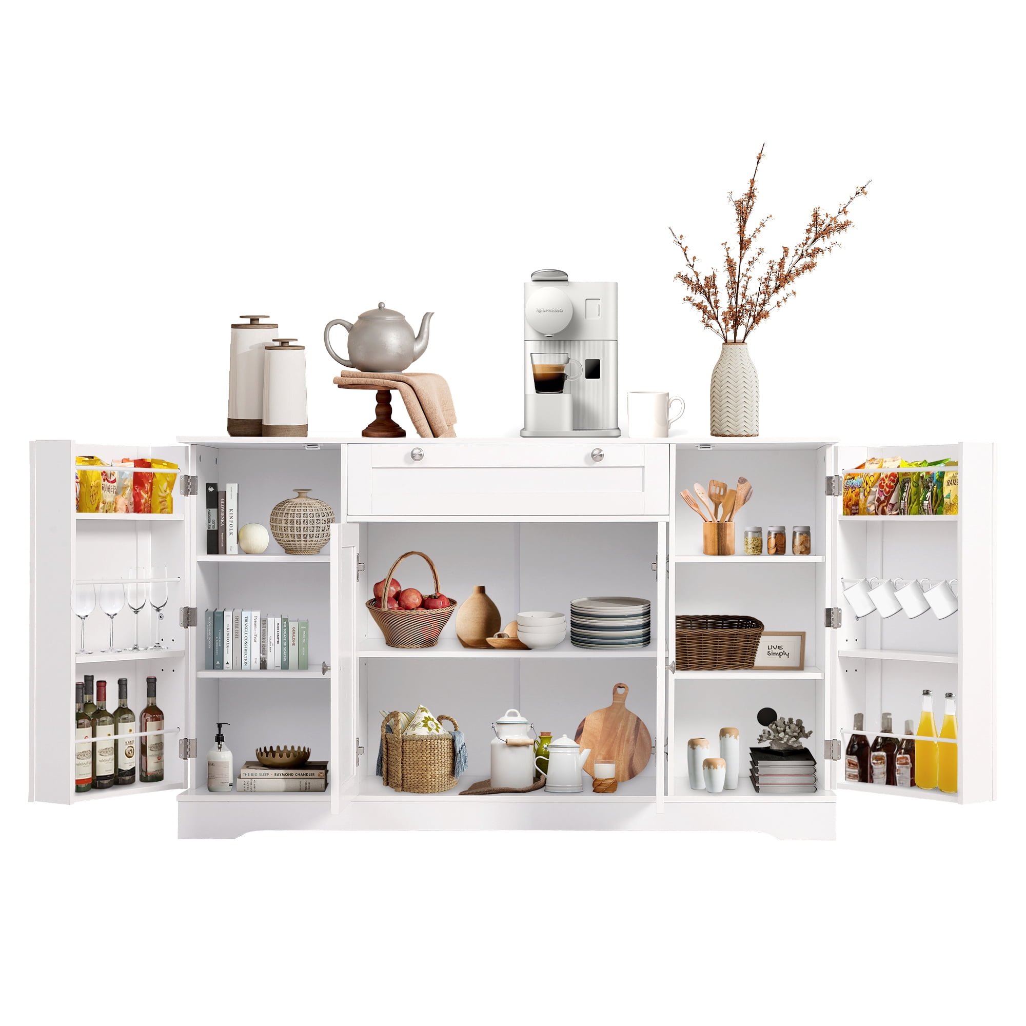 Magic Union 54" Modern Buffet Cabinet with Storage,Wood Sideboard Cabinet with Drawer,Coffee Bar Cabinet with Doors and Adjustable Shelves,Kitchen Pantry Storage Cabinet for Living Room