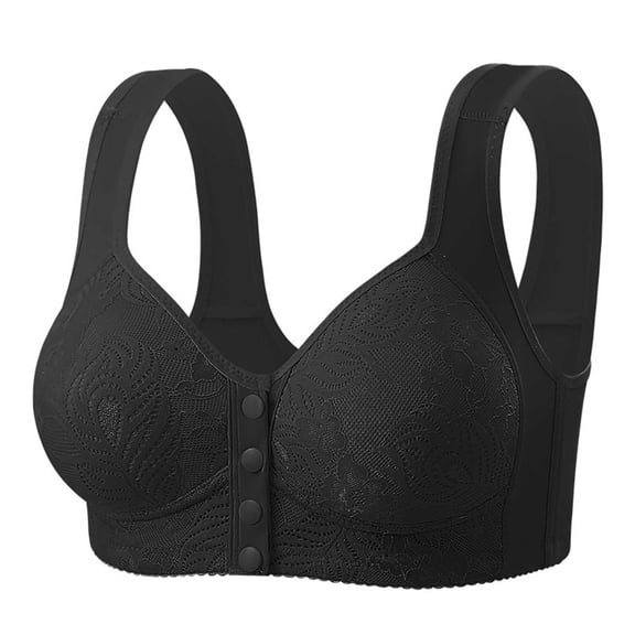 Fatuov No Underwire Bra for Women Front Closure Plus Size Lace Underwear Bra Push Up Light Support Bra for Daily Use Bra 38A