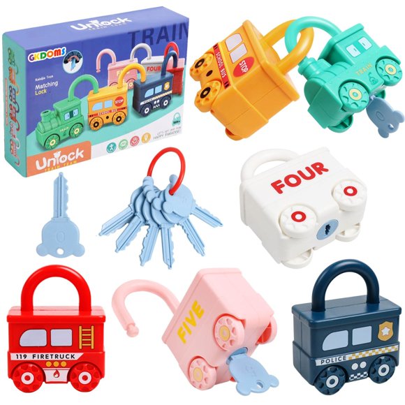 Gkdoms Montessori Juguetes De Aprendizaje Clasificar Y Combinar Cerraduras Y Llaves Actividad Sensorial En El Automóvil para Niños Pequeños Juguete Motor Fino Gracias Regalos De Cumpleaños para Niños