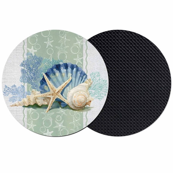 Blue Coastal Starfish Coasters Set of 2, Absorbent Coasters for Drinks, Grey Sage Green Nautical Coral Summer Coaster for Desk Coffee Table Protection, Home Decor House Warming Gifts 4"