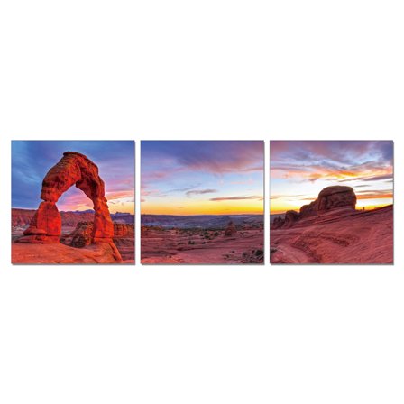 Furinno Senik 3-Panel MDF Framed Photography Triptych Print-Design:Delicate Arch,Size:72"Wx24"H